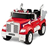 COSTWAY 12V Camion dei Pompieri Cavalcabile per Bambini, Optimus Prime Macchina Elettrica con Telecomando, Fino a 5 km/h, Regalo per ...