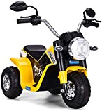 COSTWAY Moto Elettrica Multifunzione per Bambini, Motocicletta Elettrica a Tre Ruote con Luci, velocità 3-4km/Ora, per Bambini 36-95 Mesi (Giallo)