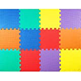 COSTWAY Tappeto Puzzle Bambini 12 Pezzi, Materiale Sicuro, Multicolori, 60 x 60 x 1 cm