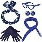 Coucoland Accessori per costume anni '50, con bandana, sciarpa in chiffon, occhiali a forma di occhi di gatto, orecchini e ...