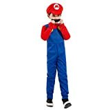 COXNSXX Super Mario e Luigi Bros Costume classico per adulti e bambini con cappello, baffi, abbigliamento per cosplay