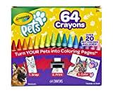 Crayola Pets-64 Pastelli a cera di alta qualità fascettati singolarmente, include un temperino apposito, Multicolore, 64 Unità (Confezione da 1), ...