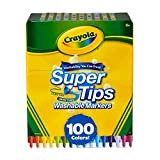 Crayola Super Tips, Pennarelli Lavabili a Punta Media, Confezione da 100 Pezzi in Colori Assortiti, Età Consigliata: da 3 Anni