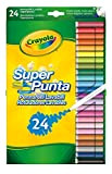 Crayola - Super Tips, Pennarelli Lavabili Punta Media, Confezione da 24 Pezzi, per Scuola e Tempo Libero, Colori Assortiti, 7551