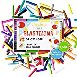 Creative Deco Plastilina per Bambini | 24 Colori | 1600 g | Pasta Modellabile | Mai Si Asciuga | Ll ...