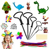 Creativi per Bambini, 255 Pezzi DIY Art Craft Set, Wiggle Occhi, Sticks, Piume, Glitter Palla Pompon e Scovolini Pipa Ciniglia, ...