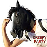 CreepyParty Deluxe novità Halloween Costume Festa Latex Animale Testa Maschera Il Cavallo Nero