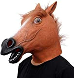 CreepyParty Maschera Cavallo Maschere per Animale in Lattice Realistico per Halloween Carnevale Festa in Costume Parata