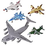 Crelloci Esercito aeroplano giocattoli 5Pcs giocattolo aereo Set Die Cast Pull Back Aerei Fighter Jet Modello Metallo Militare Gioco Veicoli ...