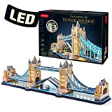 CubicFun LED Ponte della Torre di Londra Puzzle 3D per Bambini Adulti, 89 * 24 * 20 CM Kit modello ...