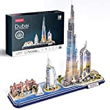 CubicFun Puzzle 3D LED Dubai Architecture Model Kit per bambini e adulti, Atlantis The Palm Dubai, Burj Al Arab Jumeirah ...