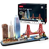 CubicFun Puzzle 3D LED San Francisco Architecture Model Kit per Bambini e Adulti, Golden Gate Bridge, 555 California Street e ...