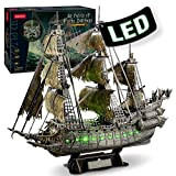 CubicFun Puzzle 3D Modellismo Nave Pirata - L'Olandese Volante 3D puzzle per Adulti, Nuovo Kit Modello Nave Fantasma con LED, ...