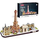 CubicFun Puzzle 3D Natale Decorazioni LED Paris Architecture Model Kit per Bambini e Adulti, Torre Eiffel, Notre Dame de Paris, ...