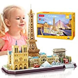 CubicFun Puzzle 3D Paris City Skyline Puzzle Torre Eiffel The Louvre Building Model Kit, Francia Decorazione per Bambini e Ragazzi, ...