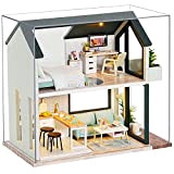 CUTEBEE Miniatura casa delle Bambole con mobili, Fai da Te Kit di Dollhouse di Legno Oltre a Prova di Polvere ...