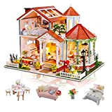Cuteefun Miniature Casa delle Bambole con Musica e Mobili, Bricolage Creativo Adulti, Casa in Miniatura Fai da Te da Costruire, ...