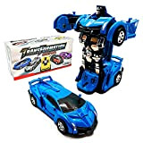 CYKT Jouet de déformation Voiture-Robot Voiture jouet 2 en 1 déformation Voiture-Friction Voiture Camion jouet (Blue)