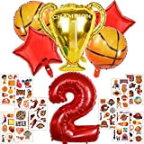 Cymeosh Palloncino Basket 2 Anni Compleanno, Palloncini Compleanno 2 Anni Ragazzi, Palloncini Basket e Adesivi Tatuaggi Temporanei da Basket per ...