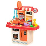 Czemo Cucina Giocattolo per Bambini 23 Accessori Bambina Cucina Rosa Gioco di Cucina con Effetti Sonori e Luminosi Fornello a ...