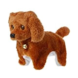 Dabixx Toy Dog, Fashion Walking Barking Toy Alta qualità Divertente Elettrico Short Floss Dog - Marrone