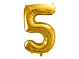 DaLoKu Palloncino con numero 86 cm, XXL, in pellicola, per compleanno, età, Capodanno, decorazione feste, colore: numero 5 – oro