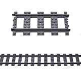 DAN DISCOUNTS - Set di binari formato mattoncini per costruzione, 50 pezzi, binari per ferrovia dritti, compatibili con trenino Lego