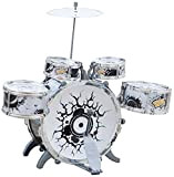 DBAF Kids Drum Set,Children's Drum Jazz Instrument Male Girl Large Drum Toy Percussion Silver (Color : Silver) Beginners Drum Kit ...