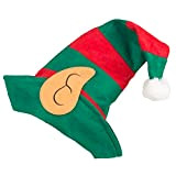 De Feuilles - Cappello da elfo natalizio con orecchie da pagliaccio, accessorio per adulti (strisce rosse verdi)