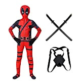 Deadpool - Tuta da supereroe per cosplay, ideale come regalo di compleanno, per bambini, per Halloween (115 ~ 125 cm), ...