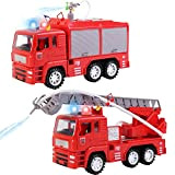 deAO Camion dei Pompieri e Camion con Scala di Soccorso Set di 2 Camion Modello in Scala 1:16 con Luci ...