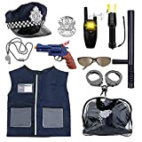 deAO Costume della Polizia Gioco d'imitazione per Bambini Insieme dell'uniforme della Polizia Include Berretto, Gilet, Distintivo, Armi Giocattolo e Altri ...