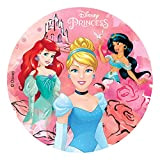 Dekora - Disco di Carta Commestibile delle Principesse Disney, per la Decorazione di Torte di Compleanno - 20 cm