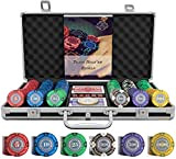 Designer Poker Case Tony Deluxe Poker Set con 300 fiches di Clay Poker, Guida al Poker, Pulsante del Dealer e ...