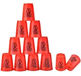 DEWEL Quick Stacks Cups,12 Pezzi di velocità Stacks Sport accatastamento Gioco di Pazienza per Studenti Bambini e Salary (Rosso)