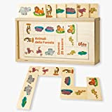 Dida - Domino Gioco per Bambini 28 Tessere | Giochi Montessori 3 Anni in su | Domino Bambini in Legno