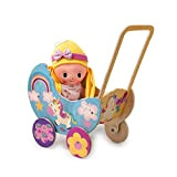 Dida - Passeggino per bambole | Romantico Passeggino giocattolo realizzato in legno con quattro ruote