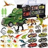DINORUN Camion Giocattolo per Bambini, Bisarca Giocattolo includere Dinosauri Giocattolo, Mini Macchinine e Animali per Bambini