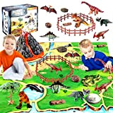 Dinosauro vulcano figure giocattolo con tappetino,educativo nebbia-spouting vulcano gioco set con dinosauri realistici,pietra e albero per creare un Dino World ...