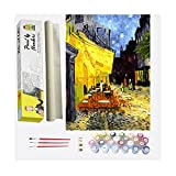 Dipingere con i numeri Van Gogh Cafe – Tela da dipingi con i numeri colori acrilici e 3 pennelli – ...