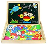 Disegno magnetico da tavolo gioco puzzle in legno per bambini giocattoli in legno a doppia faccia lavagna bianca educativa per ...