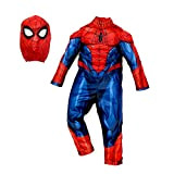 Disney Costume per bambini Spider-Man Store, set da 2 pezzi, maschera e tuta, muscoli imbottiti, tessuto elasticizzato, costume da travestimento ...