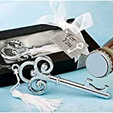 Disok - Set di 20 apribottiglie in argento, a forma di chiave, in confezione regalo, perfetti come bomboniere per matrimoniBomboniere