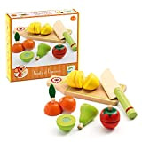 Djeco DJ06526 - Tagliere in Legno con Coltello, Frutta e Verdura, Multicolore