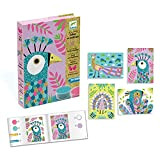 Djeco DJ08663 - Set Creativo di Quadri da Sabbia, Motivo Uccelli Dazzling con Sabbia Glitterata, Multicolore