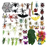 DOITEM 80 Pack di Insetti di Plastica Igure Giocattoli Includono Farfalla Realistica Multicolore per l'educazione dei Bambini Giocattoli di Halloween