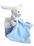 Doudou et Compagnie - Scatola con fiori e pupazzetto a forma di coniglio con fazzoletto di peluche, blu cielo, Codice ...