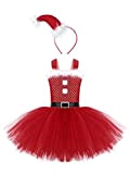 dPois Costume da Babbo Natale Bambina Tutu Leotards Vestito Natalizio con Cerchietto Santa del Partito Body da Danza Classica Ballerina ...