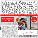 draWmee - Tovaglia da colorare con motivi natalizi, per bambine e bambini, motivo: Frohes Fest, XXL, in carta da colorare ...