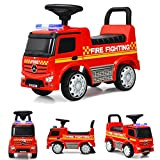 DREAMADE Camion dei Pompieri Cavalcabile Antiribaltamento per Bambini 12-36 Mesi, Carico 25kg, 2 in 1 da Guidare e Spingere, con ...